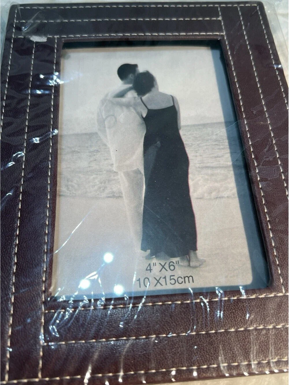 2 Brown Leather Photo Frames 4”x 6”